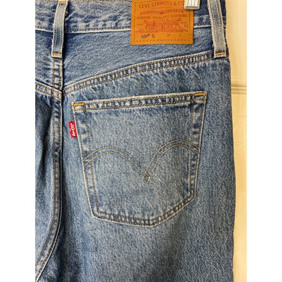 Levi’s Skinny 501 Original Destructed Blue Denim Jean Women's 27 Capsule Summer - Picture 5 of 11